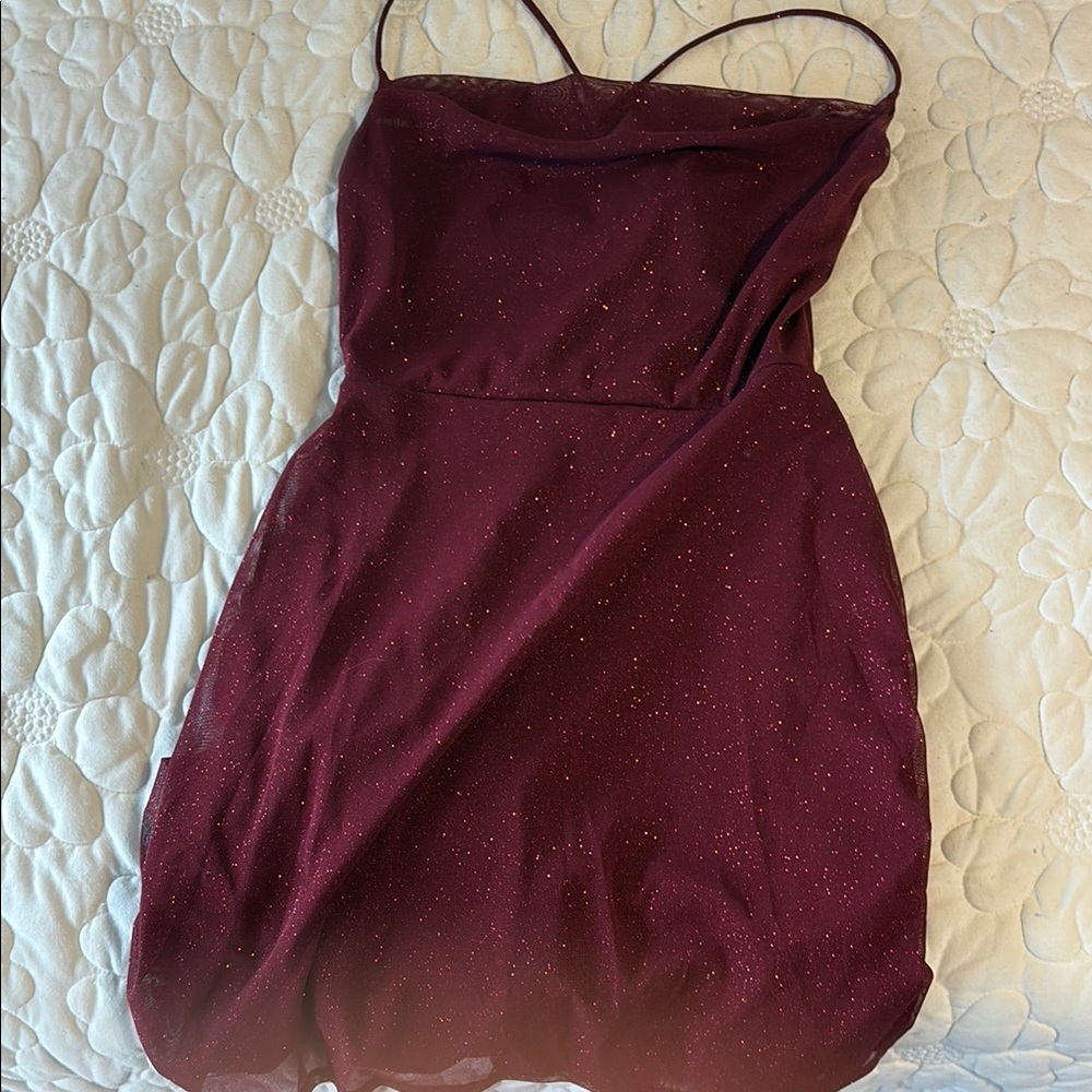 Windsor Elegant Burgundy Spaghetti Strap Dress